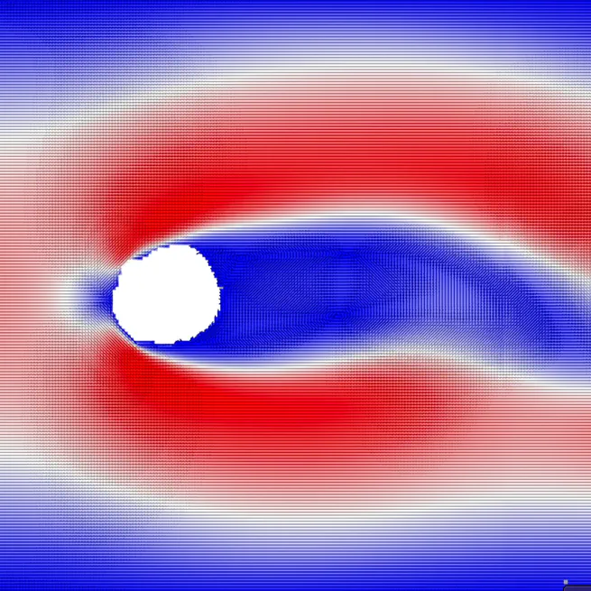 Two dimensional lattice boltzmann fluid simulation